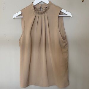 SHEIN Pleated Sleeveless Beige Blouse